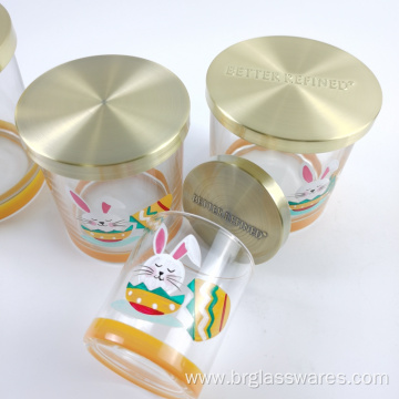Easter style glass candle jar with lid